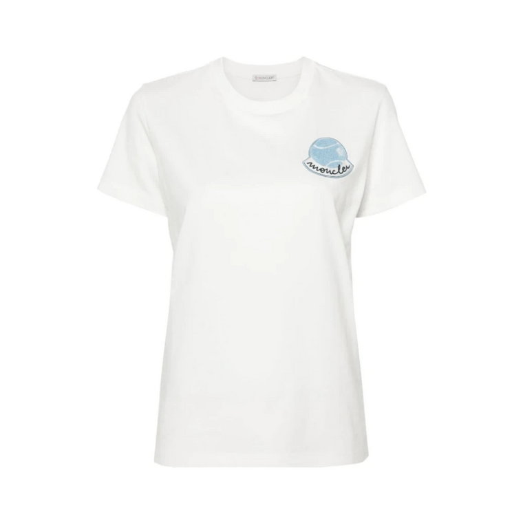 Organiczna Bawełna Koszulka z Logo Patchem Moncler