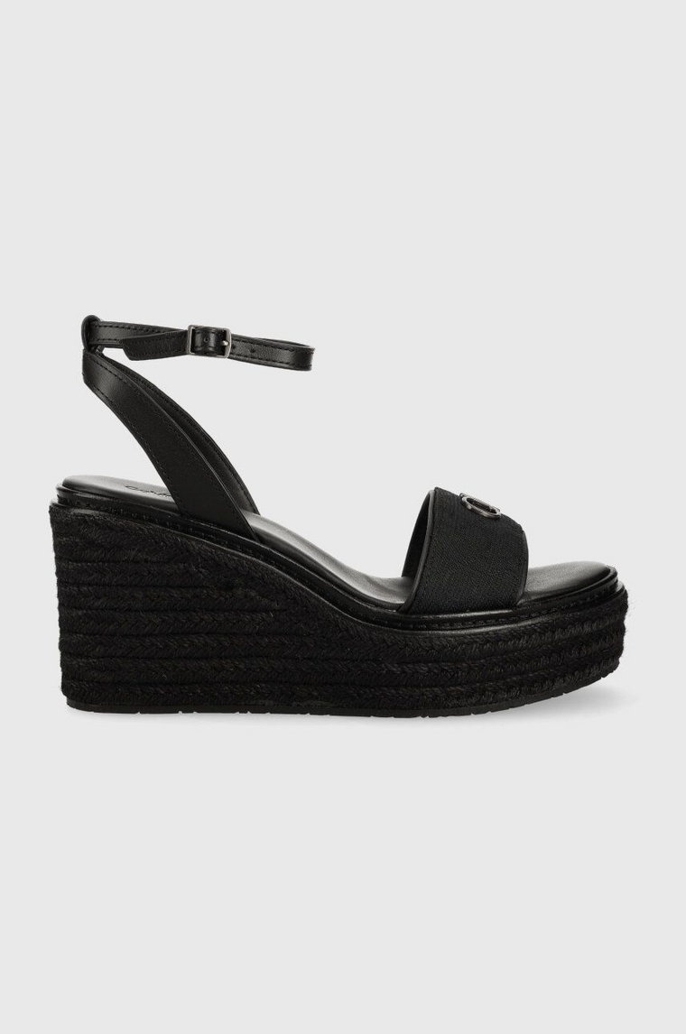 Calvin Klein sandały WEDGE 50HH W/HW - JQ damskie kolor czarny na koturnie HW0HW01490