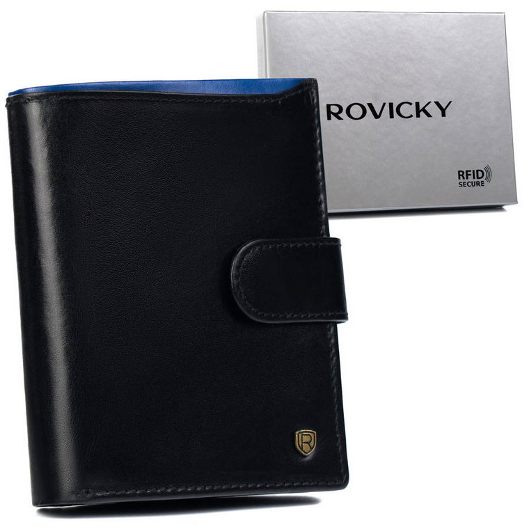Skórzany portfel męski na karty z systemem RFID Protect Rovicky