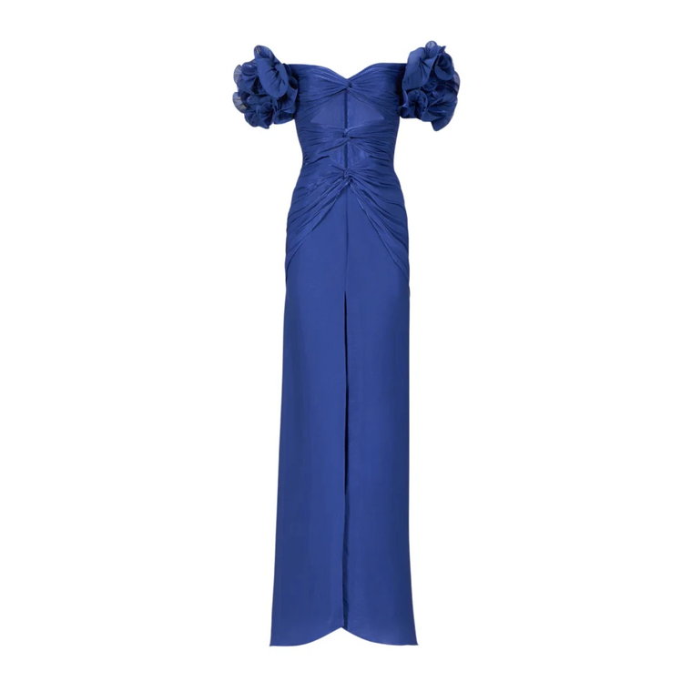 Współczesna Sukienka Milanka Niebieski Elektryczny Costarellos
