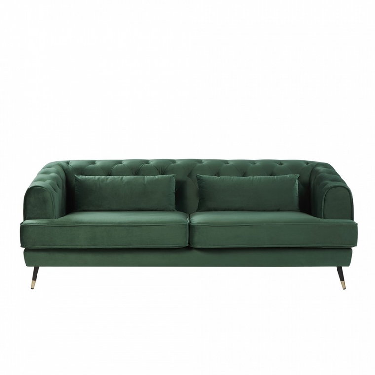 Sofa 3-osobowa welurowa zielona SLETTA kod: 4251682251587