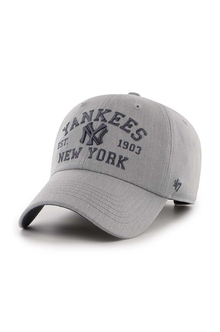 47 brand czapka z daszkiem bawełniana MLB New York Yankees kolor szary z aplikacją BCPTN-MLDAR17KHS-GY10