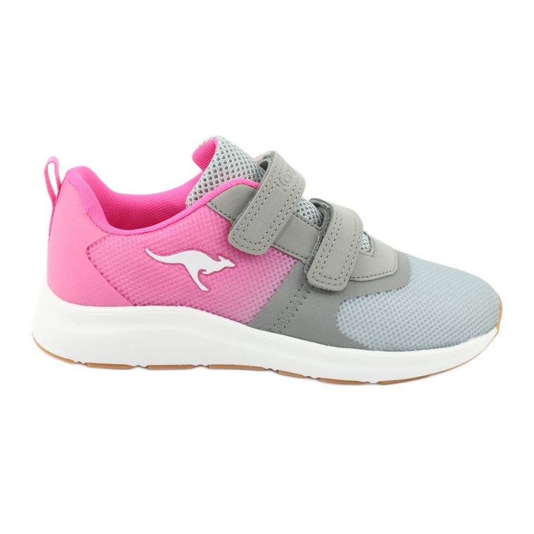 KangaROOS buty sportowe na rzepy 18506 grey/neon pink różowe szare