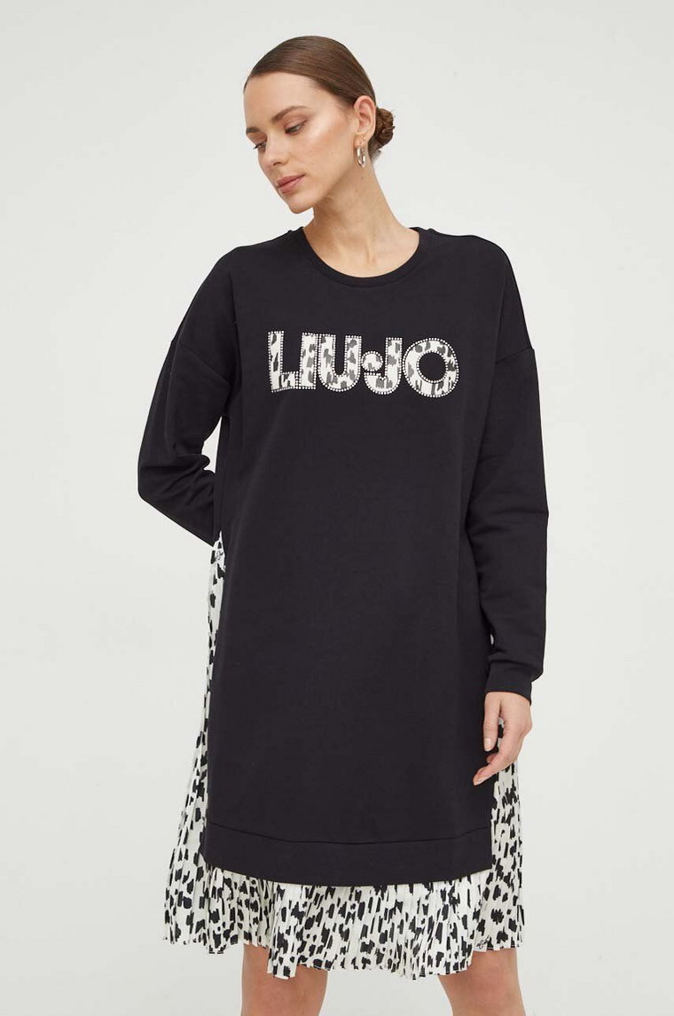 Liu Jo sukienka kolor czarny mini oversize