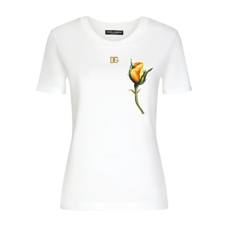 Koszulka z aplikacją różą Dolce & Gabbana