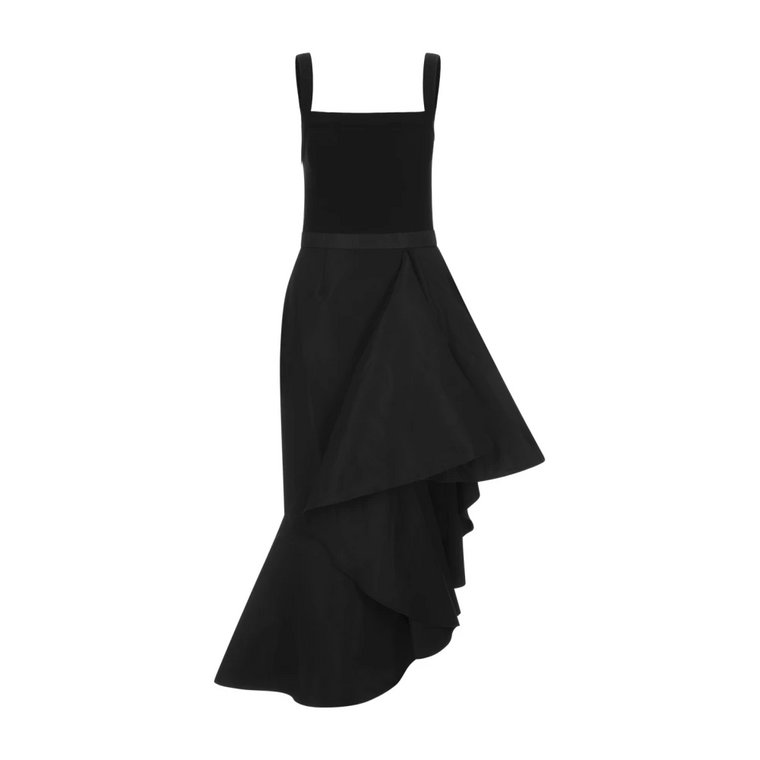 Czarna Sukienka Bez Rękawów z Asymetrycznymi Drapowanymi Szczegółami Alexander McQueen