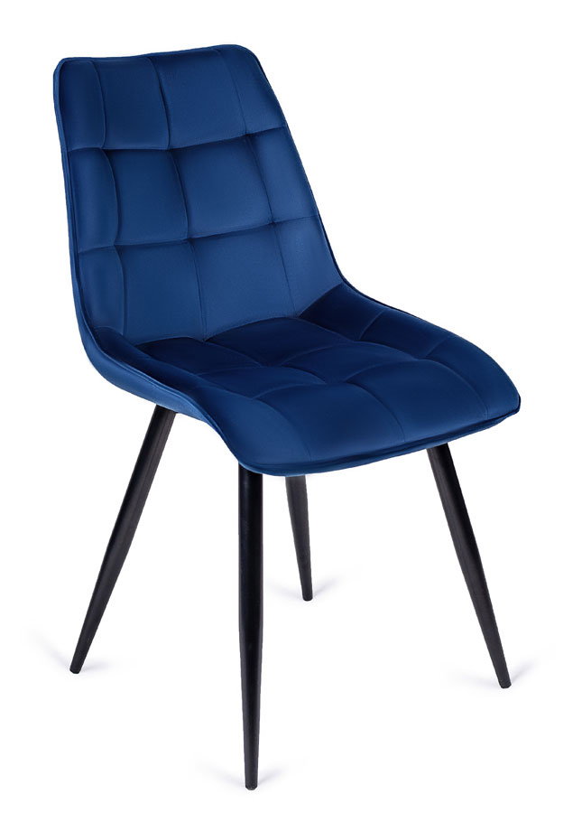 Granatowe welurowe krzesło do pokoju - Vano