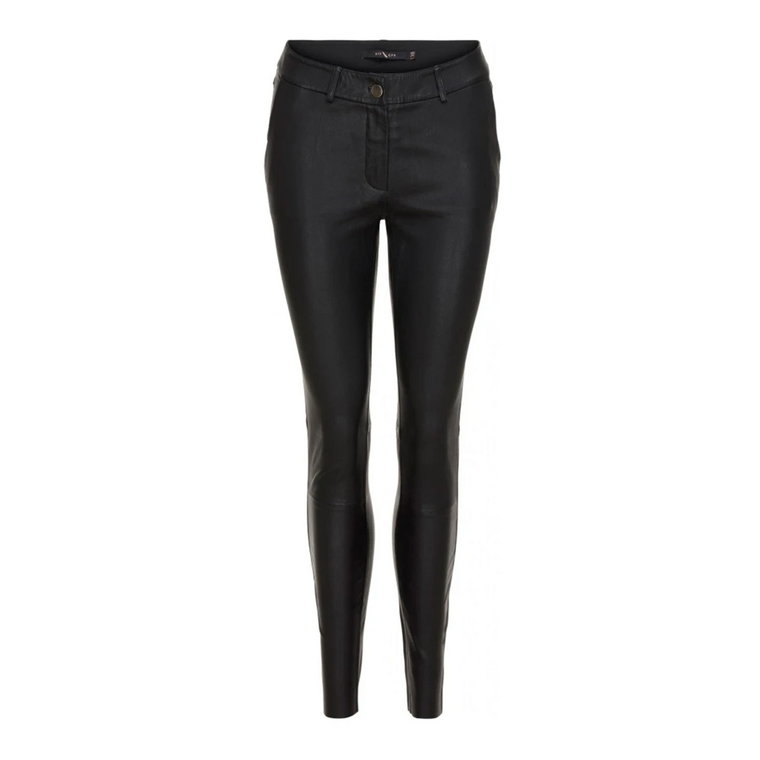 Stylowe Skórzane Spodnie (100028) Czarne Btfcph