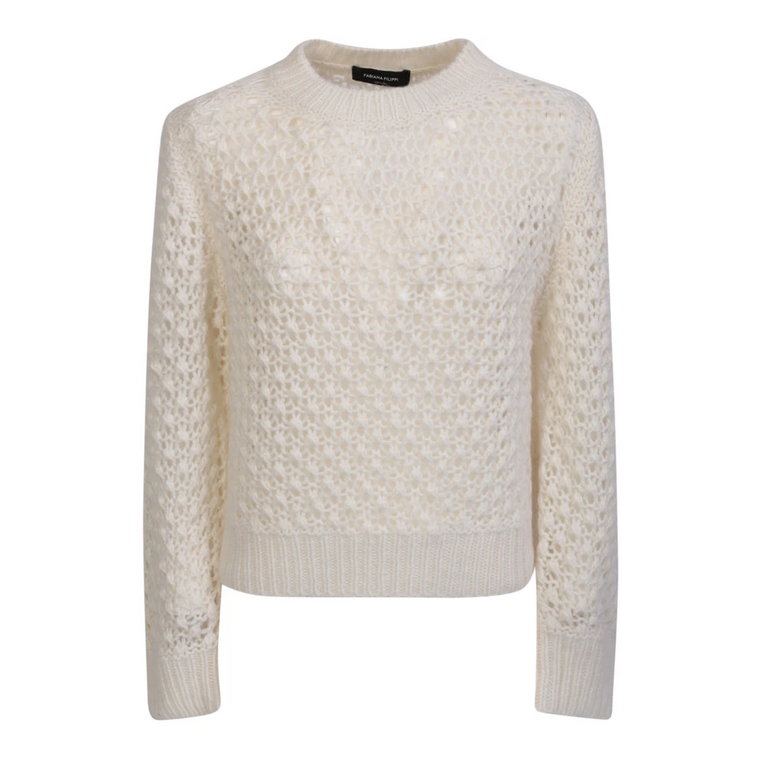 Biała Sweter z Dziurkowanym Wzorem Fabiana Filippi