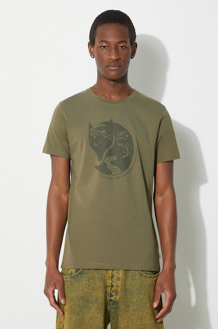 Fjallraven t-shirt bawełniany Arctic Fox T-shirt M męski kolor zielony z nadrukiem F87220.625