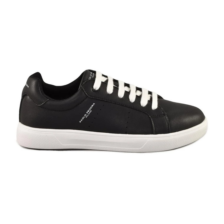 Białe/Czarne Sneakersy dla Mężczyzn Paolo Pecora