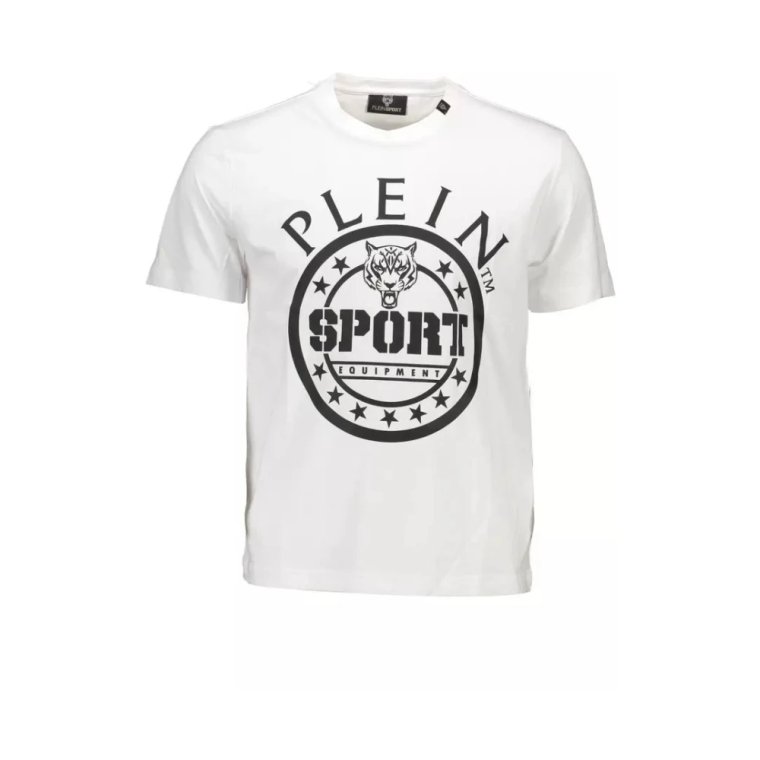 Biae T-shirt z Baweny z Okrgym Dekoltem i Kontrastowymi Szczegami Plein Sport