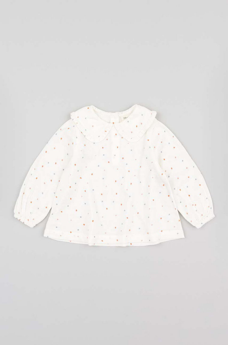 zippy bluzka bawełniana niemowlęca kolor beżowy wzorzysta