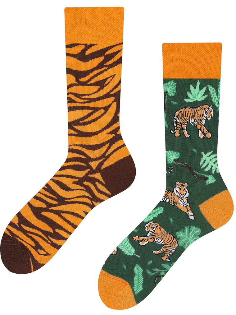 Tiger in the Jungle Todo Socks, Tygrys, Dżungla, Wąż, Kolorowe Skarpetki