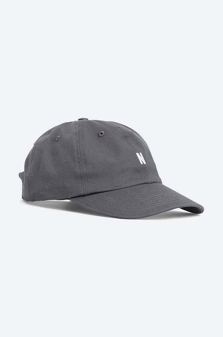 Norse Projects czapka z daszkiem bawełniana kolor szary gładka N80.0001.1072-1072