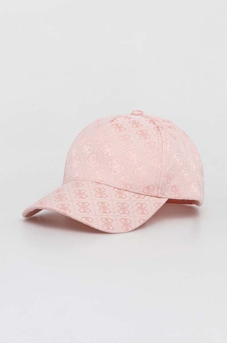 Guess czapka z daszkiem AVIANA kolor różowy wzorzysta AW8860 POL01
