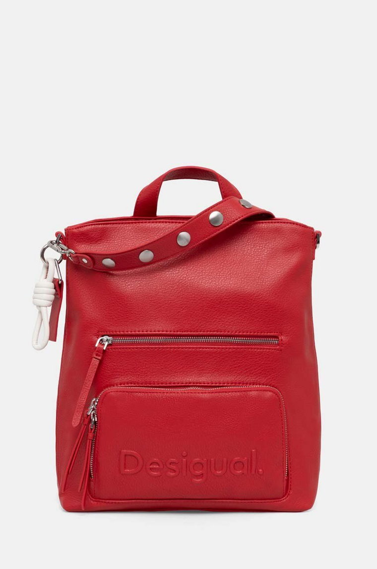 Desigual plecak HALF LOGO FW24 PRET damski kolor czerwony duży gładki 24WAKP26