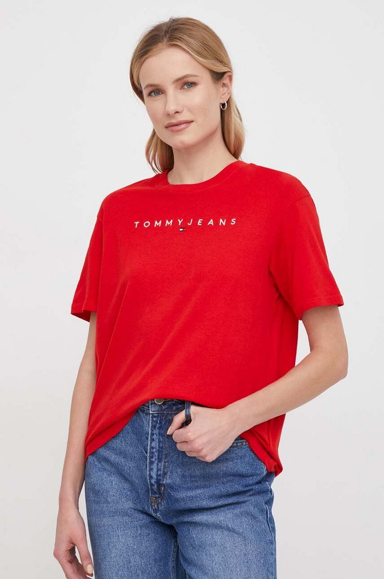 Tommy Jeans t-shirt bawełniany damski kolor czerwony