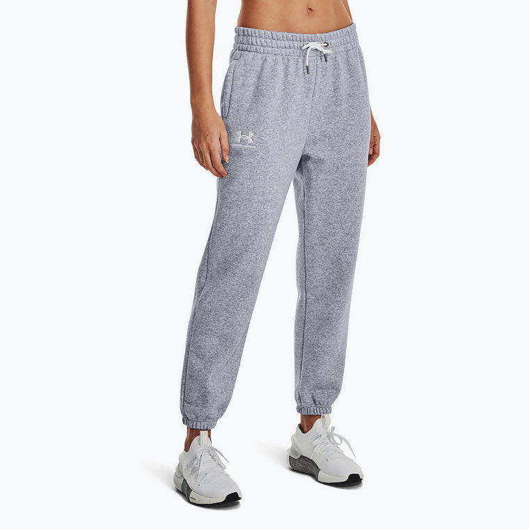 Spodnie treningowe damskie Under Armour Essential Fleece Joggers mod gray light heather/white | WYSYŁKA W 24H | 30 DNI NA ZWROT