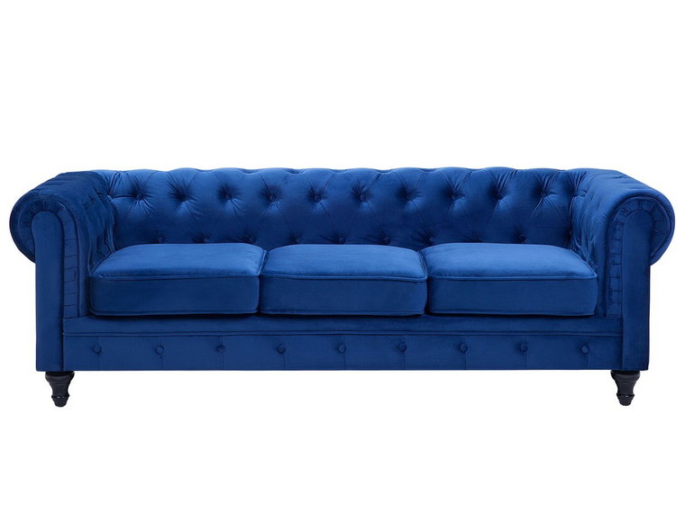 Sofa BELIANI Chesterfield, 3-osobowa, niebieska, 70x201x75 cm