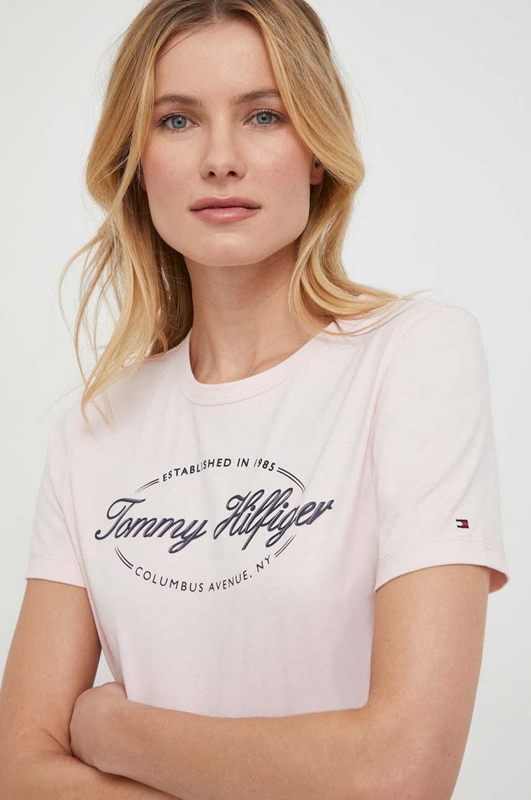 Tommy Hilfiger t-shirt bawełniany damski kolor różowy WW0WW41039