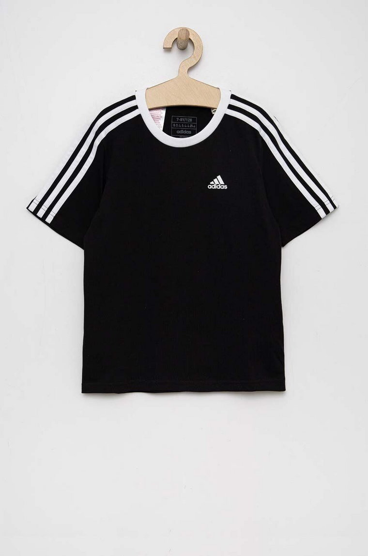 adidas t-shirt bawełniany dziecięcy G 3S BF kolor czarny z aplikacją