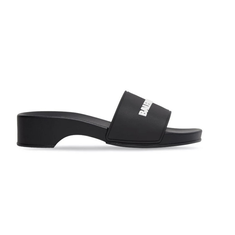 Stylowe czarne sandały Pool Clog Slide dla kobiet Balenciaga