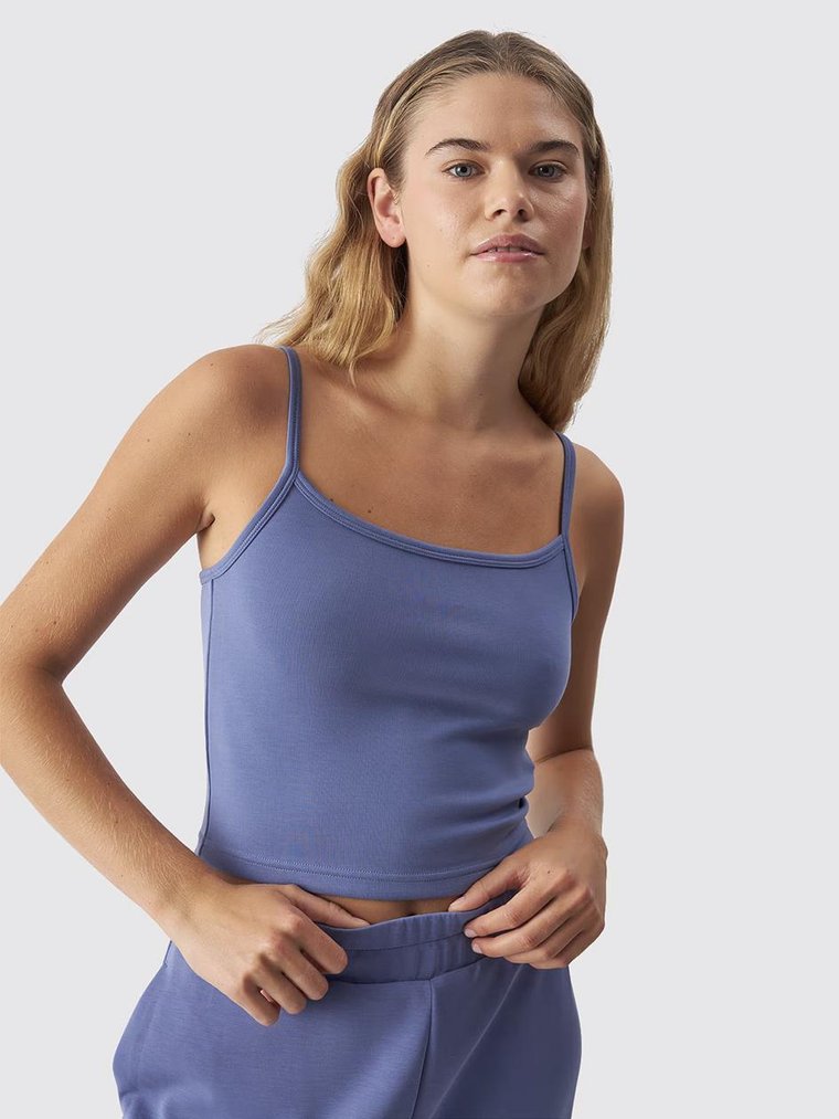 Crop Top Na Ramiączkach Slim Damski Niebieska 4F Classic