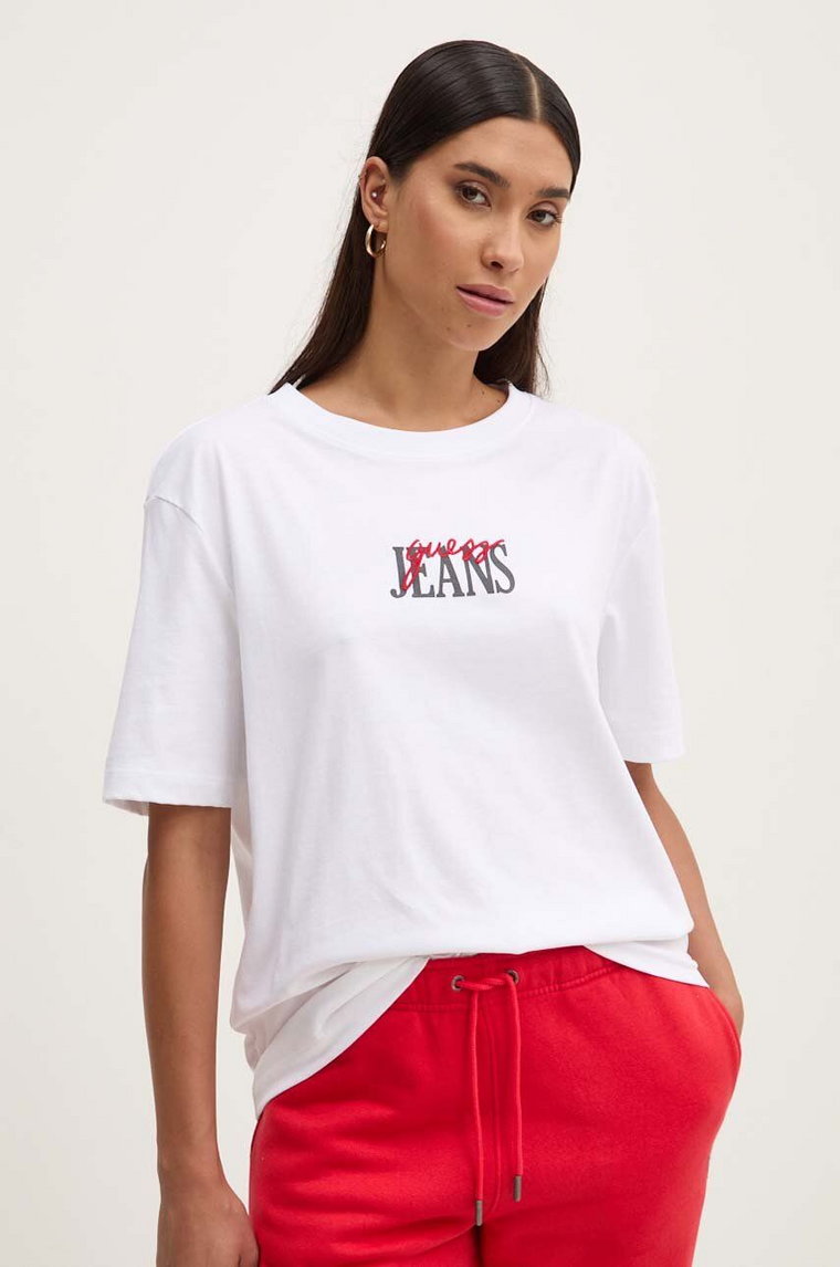 Guess Jeans t-shirt bawełniany damski kolor biały W4YI07 K8HM0