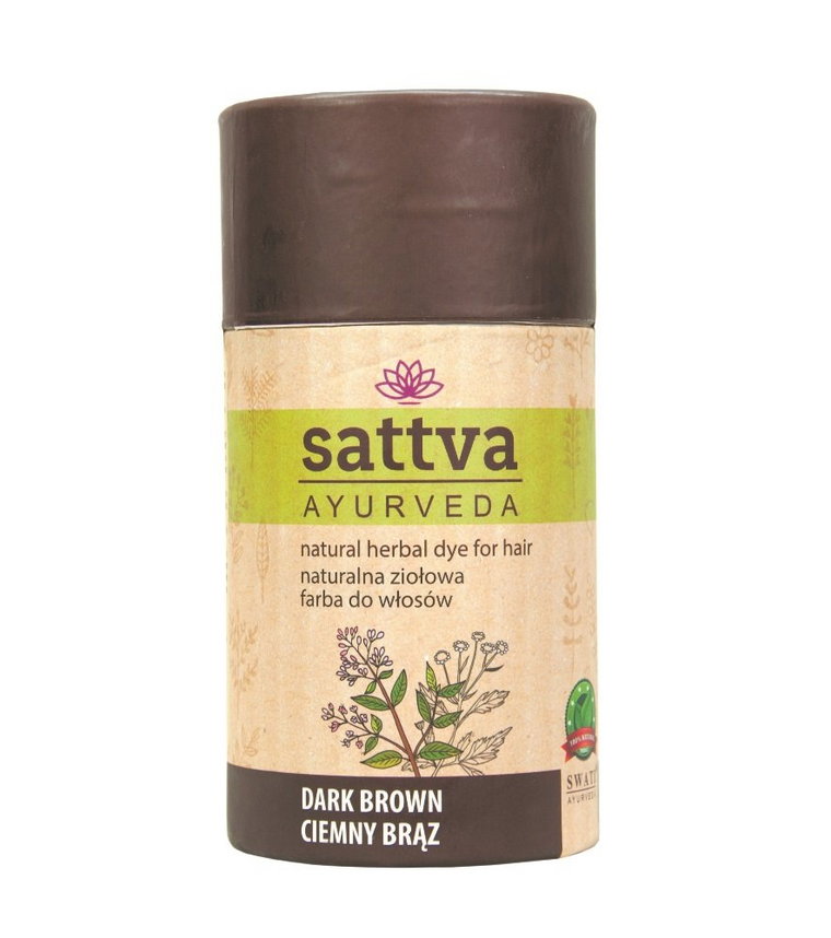 Sattva, Natural Herbal Dye for Hair naturalna ziołowa farba do włosów Dark Brown 150g