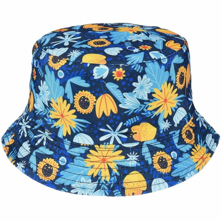Niebieskie kwiatki dwustronny kapelusz dziecięcy bucket hat KAP-MD