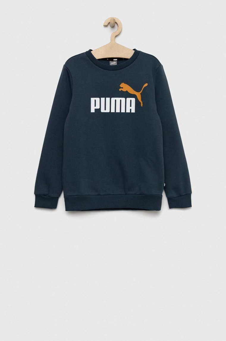 Puma bluza dziecięca ESS+ 2 Col Big Logo Crew FL B kolor niebieski wzorzysta