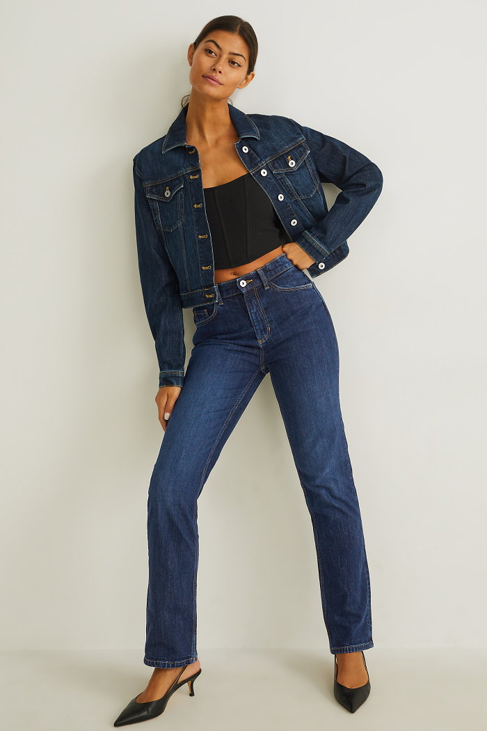 C&A Straight jeans-wysoki stan-LYCRA, Niebieski, Rozmiar: 40