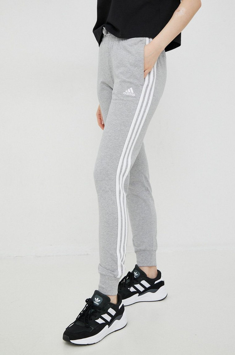 adidas spodnie dresowe Essentials damskie kolor szary z aplikacją  HF2605