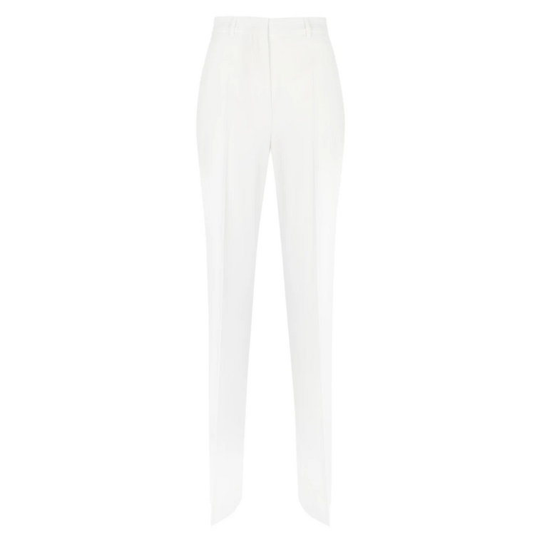 Białe Wełniane Spodnie Crepe Satin Max Mara Studio