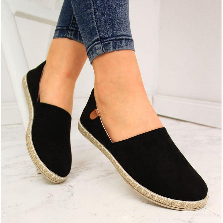 Espadryle damskie wsuwane z wycięciami czarne NEWS 20TX02-2416