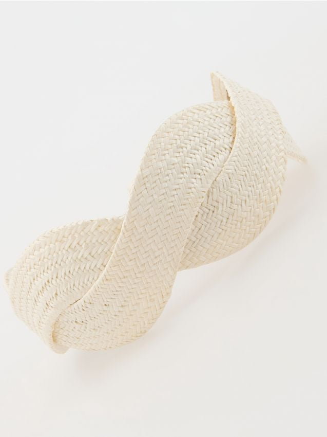 Reserved - Pleciona opaska na włosy - złamana biel