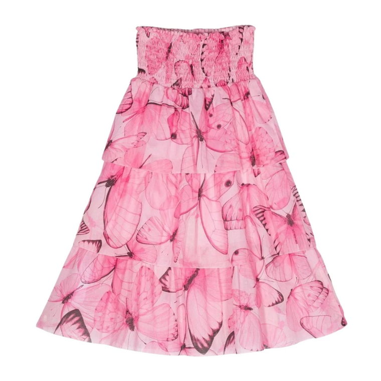 Różowa spódnica z kwiatowym wzorem dla dziewczynek Blumarine