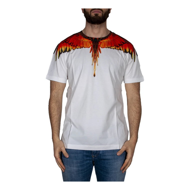 Wings T-Shirt White Multi, Modny Męski T-Shirt Marcelo Burlon