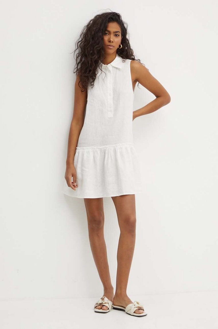 MAX&Co. sukienka lniana kolor biały mini prosta 2416221015200