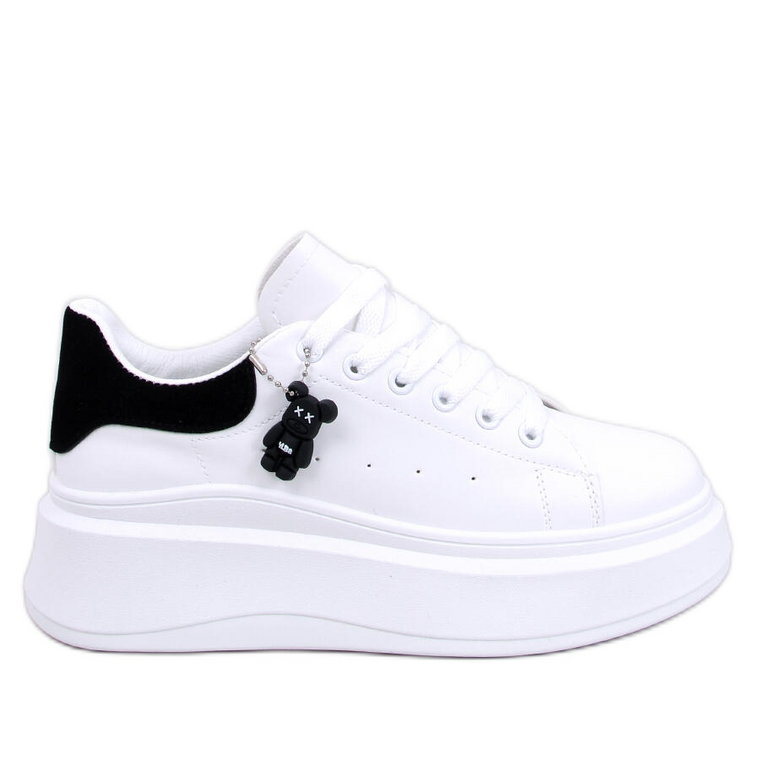 Sneakersy na koturnie z zawieszką Liezel WHITE/BLACK białe