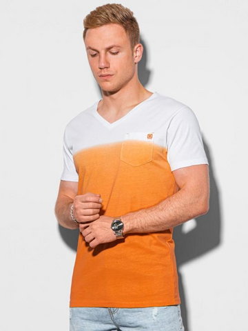 T-shirt męski bawełniany S1380 - pomarańczowy - XXL
