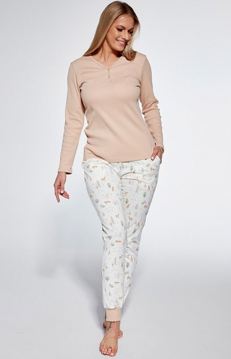 Dwuczęściowa piżama damska Emy 723/351, Kolor beżowo-kremowy, Rozmiar L, Cornette
