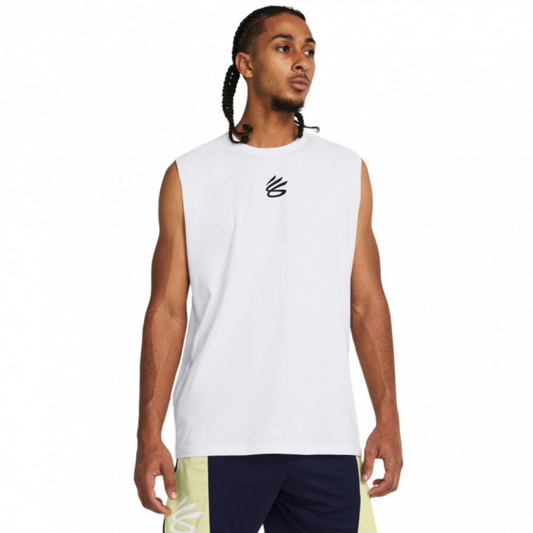 Męski top do koszykówki Under Armour Curry SLVS Tee - biały