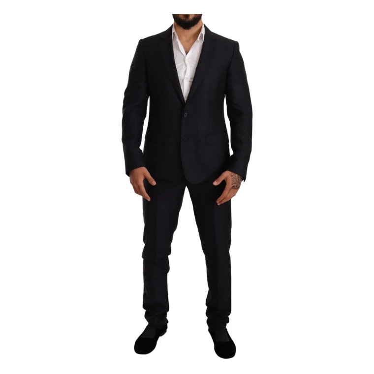 Granatowy wzór Martini Slim FIT Dwuczęściowy garnitur Dolce & Gabbana