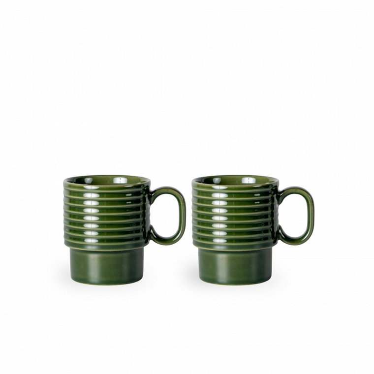 Filiżanki do kawy, 2 szt., zielone, ceramika, 0,25 l, wys. 9 cm kod: SF-5018370