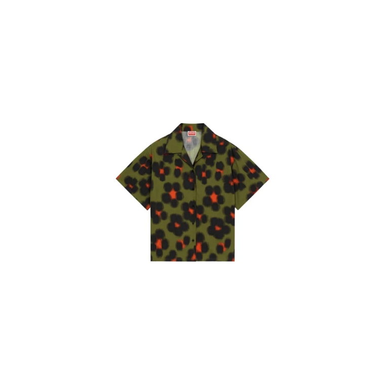 Elegancka koszula z krótkim rękawem w leopardzie Kenzo