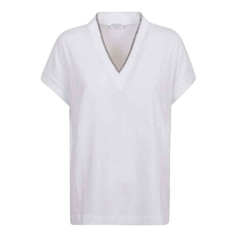 Białe T-shirty i Pola V-neck Brunello Cucinelli