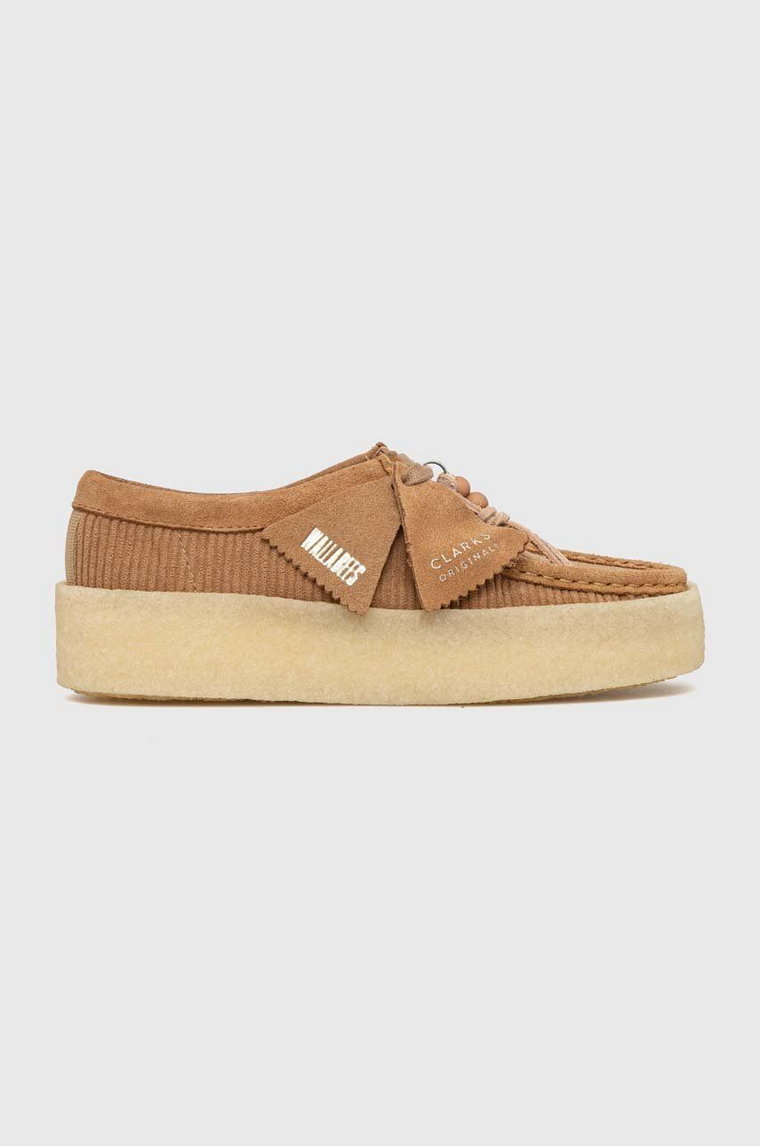 Clarks Originals mokasyny Wallabee Cup damskie kolor beżowy na płaskim obcasie 26174006