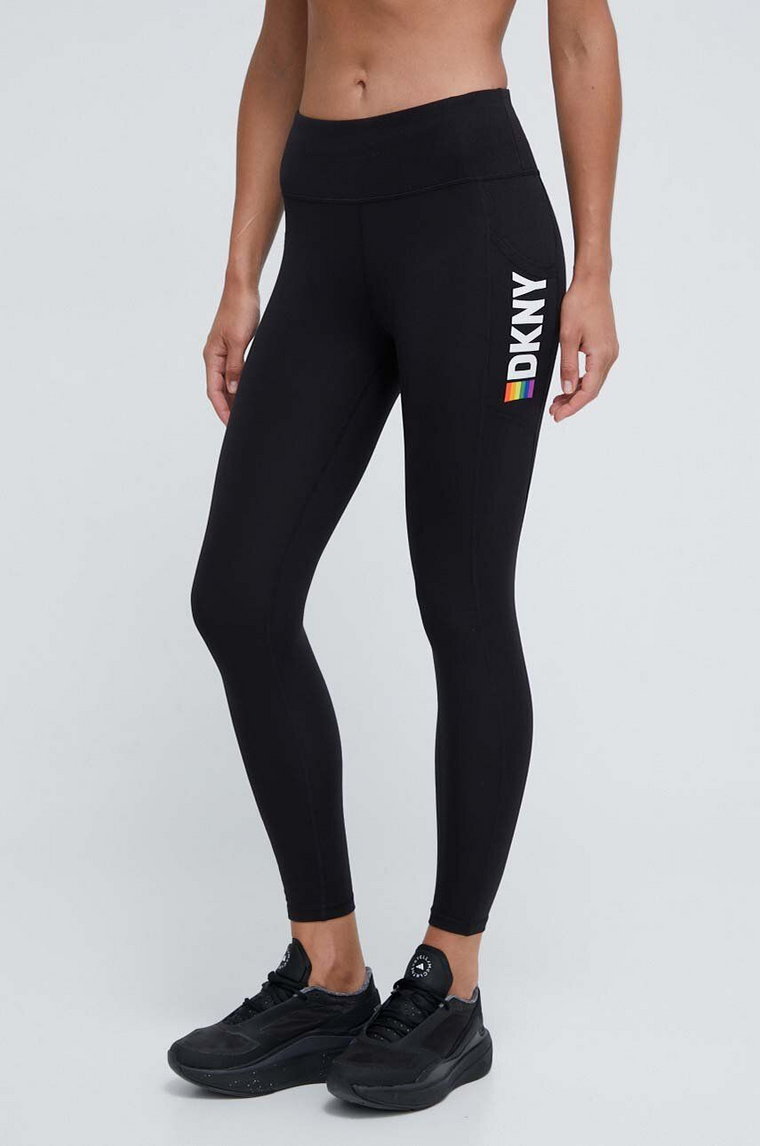 Dkny legginsy damskie kolor czarny z nadrukiem DP3P3391